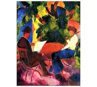 ArtPlaza TW91367 Macke August Couple at the garden table Decorative Panel, Wood MDF, Multicolour, 90x120 Cm