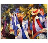 ArtPlaza TW91386 Macke August Girls in the Open Decorative Panel, Wood MDF, Multicolour, 80x60 Cm