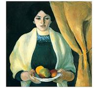 ArtPlaza TW91403 Macke August Portrait with apples (portrait of the wife of the artist) Decorative Panel, Wood MDF, Multicolour, 100x100 Cm
