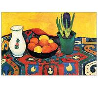 ArtPlaza TW91413 Macke August Still Life with Hyacinthe Decorative Panel, Wood MDF, Multicolour, 135x90 Cm