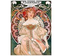 ArtPlaza TW91508 Mucha Alphonse Champenois Decorative Panel, Wood MDF, Multicolour, 60x80 Cm