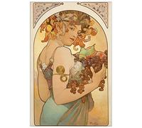 ArtPlaza TW91517 Mucha Alphonse Fruit Decorative Panel, Wood MDF, Multicolour, 90x137 Cm