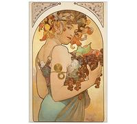 ArtPlaza TW91518 Mucha Alphonse Fruit Decorative Panel, Wood MDF, Multicolour, 61x93 Cm