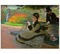ArtPlaza TW91689 Monet Claude Camille Monet on a garden bench Decorative Panel, Wood MDF, Multicolour, 120x90 Cm