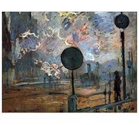 ArtPlaza TW91847 Monet Claude Outside the station Saint-Lazare, The signal Decorative Panel, Wood MDF, Multicolour, 120x90 Cm