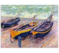 ArtPlaza TW91999 Monet Claude three fishing boats in Eretrat Decorative Panel, Wood MDF, Multicolour, 120x90 Cm