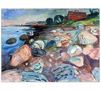 ArtPlaza TW92301 Munch Edvard Shore with Red House Decorative Panel, Wood MDF, Multicolour, 120x90 Cm