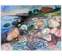 ArtPlaza TW92302 Munch Edvard Shore with Red House Decorative Panel, Wood MDF, Multicolour, 80x60 Cm