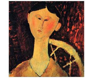 ArtPlaza TW92502 Modigliani Amedeo Portrait of Beatrice Hastings Decorative Panel, Wood MDF, Multicolour, 100x100 Cm