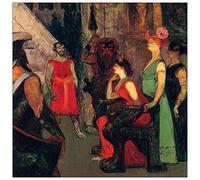 ArtPlaza TW92684 Toulouse-Lautrec Messaline sitting on a throne Decorative Panel, Wood MDF, Multicolour, 100x100 Cm