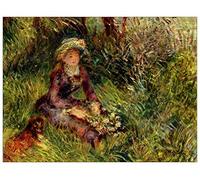 ArtPlaza TW92762 Renoir Pierre-Auguste Madame Renoir with dog Decorative Panel, Wood MDF, Multicolour, 80x60 Cm