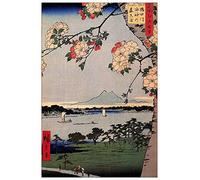 ArtPlaza TW92962 Hiroshige Utagawa Suijin Shrine and Massaki on Sumida River Decorative Panel, Wood MDF, Multicolour, 60x90 Cm