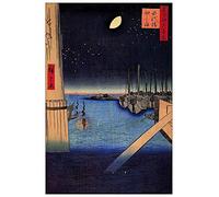 ArtPlaza TW92973 Hiroshige Utagawa Tsukudajima from Eitai Bridge Decorative Panel, Wood MDF, Multicolour, 60x90 Cm