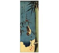 ArtPlaza TW93014 Hiroshige Utagawa Sparrow and bamboo Decorative Panel, Wood MDF, Multicolour, 50x140 Cm