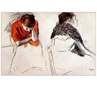 ArtPlaza TW93132 Degas Edgar Two women seated Decorative Panel, Wood MDF, Multicolour, 90x60 Cm