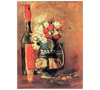 ArtPlaza Van Gogh Vincent Vase of White Carnations Rose And Bottle Pannello Decorativo, Legno, Multicolore, 60x80 cm