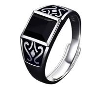 ARTQ Anello Di Pietra Intarsio Di Agata Nera Anello Di Apertura Regolabile In Pietra Naturale Uomini Alla Moda Anelli Di Dichiarazione Regalo Di San Patrizio Per Papà Fratello Marito E Fidanzato