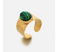 ARTQ Anello di Pietra Malachite Anello in Pietra Naturale Apertura Regolabile Anello Largo Leggero Dichiarazione di Lusso Anelli Vintage Donne Festa di San Patrizio Regalo per Moglie Fidanzata Mamma