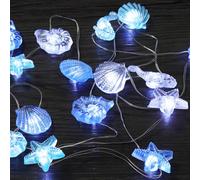 Artrastar Ghirlanda Luminosa Animali Marini 2.5M 20LED Decor Marina Matrimonio Festa CavallucciMarino StellaMare Conchiglia Lumaca Batt Timer Int Est (Blu)