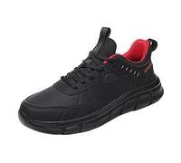 Artray - Scarpa sportiva Herren Schwarz Leders Laufschuhe Leicht Atmungsaktive Turnschuhe Running Tennis Schuhe Mit Hohe ElastizitäT Outdoor Vielseitige SchnüRer Walkingschuhe DäMpfung Und, rosso, 41