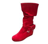 ARtray Scarpe da donna a piedi nudi, con piattaforma invernale, a mezza altezza, da donna, in pelle scamosciata, rotonde, alla moda, per feste, per attività all'aria aperta, di alta qualità, Colore
