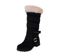 ARtray Scarpe da donna a piedi nudi, invernali, con plateau e calde, alla moda, con fibbia, antiscivolo, durevoli, leggere, per allenamento all'aria aperta, Nero , 39 EU