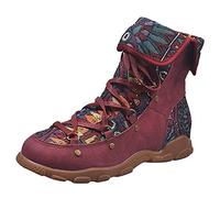 ARtray Stivaletti da donna bohémien, versatili con lacci, stile etnico, stivali corti alla moda, modello colorato, scarpe da ballo, antiscivolo, ultraleggero, stivali alti essenziali per, rosso, 41 EU