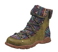 ARtray Stivaletti da donna, stile bohémien, versatili, stile etnico, corti, alla moda, modello colorato, scarpe da ballo, antiscivolo, ultralight, stivali alti per attività all'aria aperta, verde