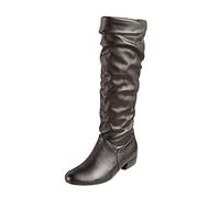 ARtray Stivali da cavaliere in pelle Stivali da donna sopra il ginocchio Stivali da equitazione da donna, Stivali da equitazione da donna con tacco a blocco, stivali lunghi plissettati alla moda