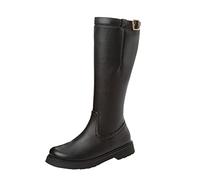 ARtray Stivali da donna con plateau in pelle, con chiusura lampo laterale, caldi, antiscivolo, invernali, durevoli, comodi e per il tempo libero, regali di Natale, Nero , 41 EU