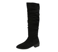 ARtray Stivali da equitazione da uomo alti al ginocchio tacchi piatti invernali donna pantofole in pelle, Nero A, 40 EU