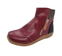 ARtray Stivali invernali da donna foderati in velluto scarpe invernali impermeabili caldi stivali da neve corti stivaletti da donna moda retrò punta rotonda scarpe a piedi nudi zip laterale scarpe da