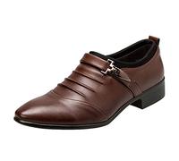 ARtray Streetwear Scarpe da uomo Moda Estate e Autunno Scarpe in Pelle Scarpe a Punta Low Heeled Slip On Metallo Decorazione Casual Style Uomo Tempo Libero Scarpe 42, marrone, 39 EU