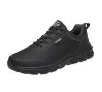 ARtray Turnschuhe Herren Leders Laufschuhe Freizeit StraßEnlaufschuhe SchnüRsenkel Tennisschuhe Rutschfest Fitnessstudio Sportschuhe StoßDäMpfung Und RüCkprall Wanderschuhe Stabil Und GedäMpft, Nero