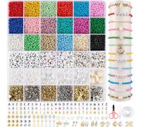 ARTREE 6500+ Perline per Bracciale, perlina Rocaille con Lettere, 18 Colori Kit Perline