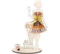 ARTREE Targa in legno per il 60° compleanno della donna, regalo di denaro, regalo di compleanno, libro degli ospiti, regalo personalizzabile, decorazione di compleanno, matrimonio, anniversario