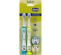 Artsana ARTSANA Chicco Set 2 Spazzolini da Denti per Bambini 3-6 Anni - Tigre-Panda