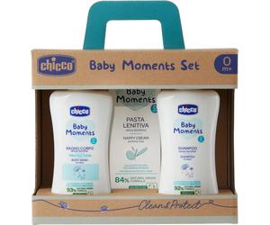 Artsana Chicco Baby Moments Set - Bagno corpo 200 ml + Shampoo 200 ml + Pasta lenitiva 100 ml