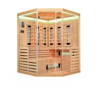Artsauna Kiruna150 - Cabina a infrarossi con 8 faretti a spettro completo e 1 superficie, 3 persone, 150 x 150 cm, luce a LED e frontale in vetro, sauna a infrarossi