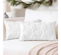 Artscope 2 Pezzi Natalizio Federe in Lana Corta Velluto Copricuscini Morbido Decorativo Fodere per Cuscino Lusso Stile per Divano Camera da Letto Natale Alberi e Neve Bianco 40x60 cm