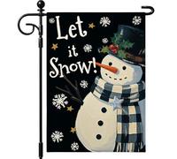 Artscope Let It Snow Pupazzi di neve, bandiera natalizia da giardino 30,5 x 45,7 cm, double face, per esterni, invernale, per cortile, fattoria, vacanze, decorazione, colore nero