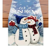 Artscope Runner da Tavolo per Natale 40x240cm Let It Snow, Decorazioni a Tema Natalizio per del Tavolo da Pranzo Cucina Feste Fattoria (Una Coppia di Puppetti di Neve)