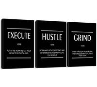 Artscope Stampe e Quadri su Tela 3 pz. Execute/Hustle/Grind Immagine Fotografia Murale Tela Wall Art Bel Regalo per Home Decor Ristorante Cucina Regalo di Anniversario Compleanno 30x40CM