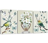 Artscope Stampe e Quadri su Tela 3 pz. Fiori e Uccelli Immagine Fotografia Murale Tela Wall Art Bel Regalo per Home Decor Ristorante Cucina Regalo di Anniversario Compleanno 30x40CM