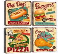 Artscope Stampe e Quadri su Tela 4 pz. Delizioso Cibo Immagine Fotografia Murale Tela Wall Art Bel Regalo per Home Decor Ristorante Cucina Regalo di Anniversario Compleanno 30x30CM