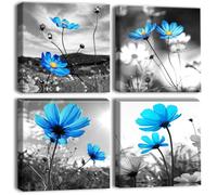 Artscope Stampe e Quadri su Tela 4 pz. Fiore Blu Immagine Fotografia Murale Tela Wall Art Bel Regalo per Home Decor Ristorante Cucina Regalo di Anniversario Compleanno 30x30CM