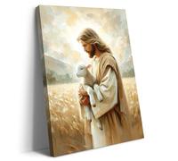 Artscope Stampe e Quadri su Tela Religioso Gesù Salva l'Agnello Perduto Immagine Fotografia Murale Tela Wall Art Bel Regalo per Home Decor Ristorante Cucina Regalo di Anniversario Compleanno 30x30CM