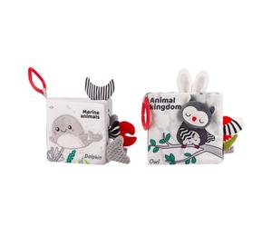 ARTSEWPLY 2 Libri di Stoffa per Ragazzo Ragazza 0-1 Anno, Libro da Bagno Resistente Strappo, Giocattoli Tattili per Sviluppo Sensoriale e Linguaggio, Set Mare e Foresta per Piccoli