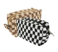 ARTSEWPLY 2 pezzi Pochette Trucco a Scacchi con Zip Borsa Porta Trucchi da Viaggio Grande Capacità Sacchetti Cosmetici Versatili per Organizer Make Up e Accessori Quotidiani