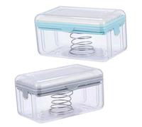 ARTSEWPLY 2 pezzi Portasapone da Banco con Supporto e Molle Portasapone Multifunzionale per Bagno Resistente e Facile da Aprire Grigio e Blu